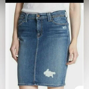 7 for all mankind Distressed Medium Wash Denim Pencil Skirt  Size 29